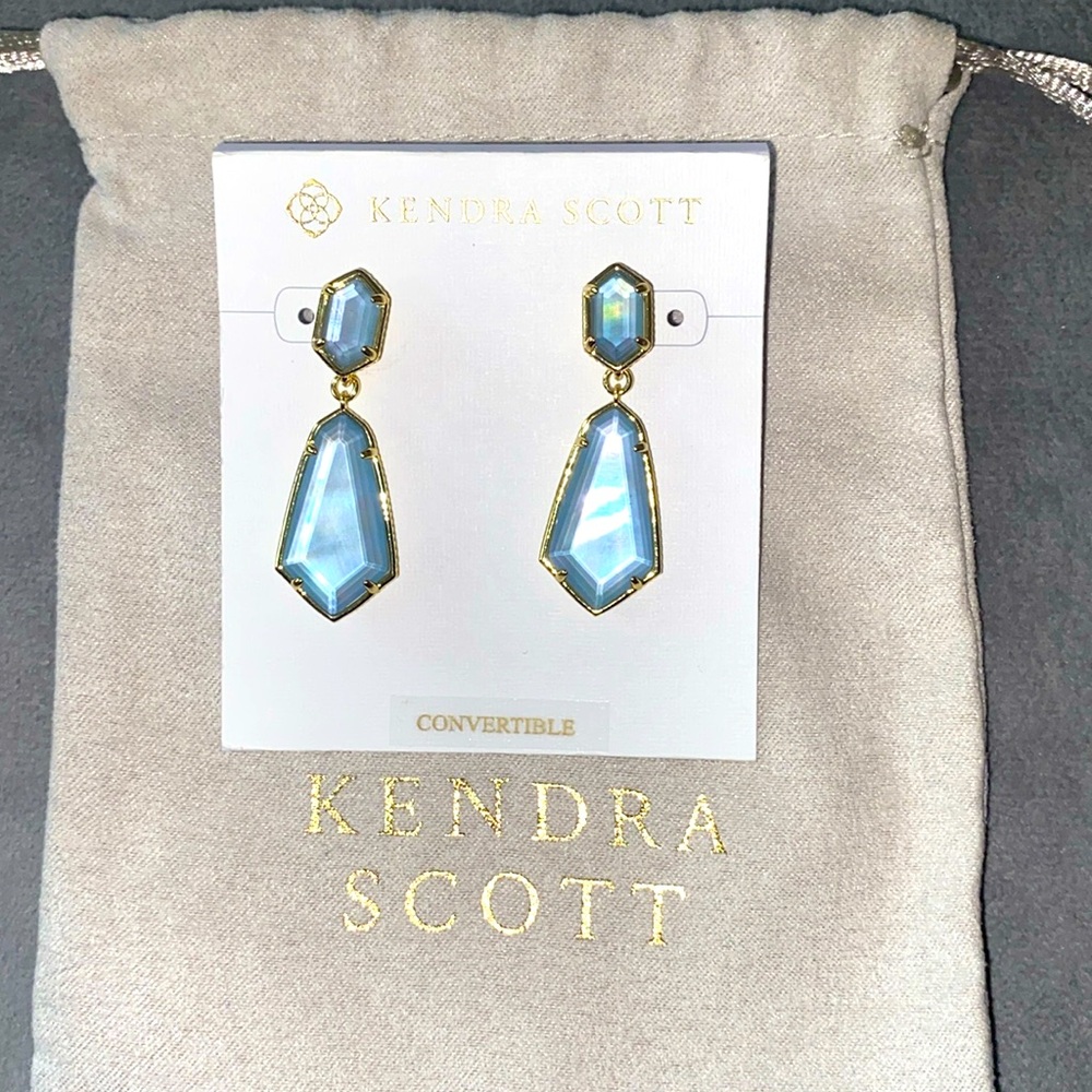 Kendra Scott Blue Mother Of Pearl and Gold Earrings